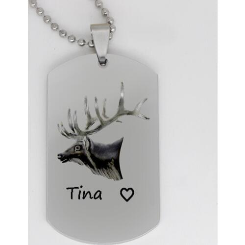 Ufine jewelry gift for man Deer head pendant army card personality name stainless steel necklace drop shiping N4220