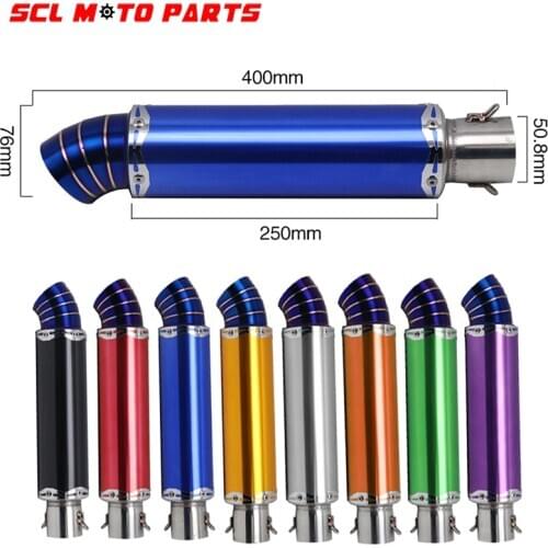 ALconstar-Motorcycle 400mm Universal Exhaust Muffler Tip End Pipe Stainless Steel ATV Pit Dirt Motorbike 100cc-600cc GP Scooter
