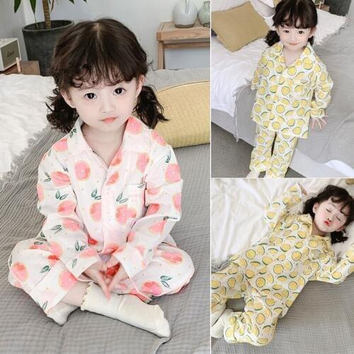 2020 Spring Autumn New Baby Girl Pajamas Sets Lovely Pineapple Printed Cotton Sleepwear for Girls Baby Pajamas Suit Nightwear