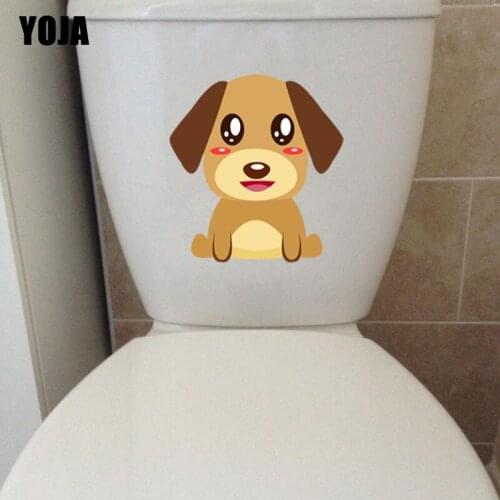 YOJA 21.6*23.5CM Canine Animals Cartoon Kids Room Home Decor Toilet Decal Wall Sticker Cute Dog T3-0553