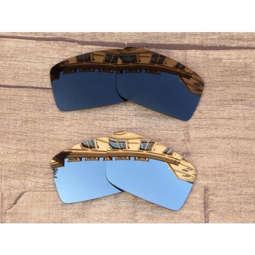 Vonxyz 2 Pairs Stealth Black & Chrome Mirror Polarized Replacement Lenses for-Oakley Twitch Frame