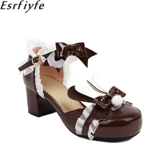 ESRFIYFE 2021 New Brand Summer Female Lolita Cute Womens Pumps High Heels Pumps Sweet Gothic Cosplay Shoes Woman Big Size 45