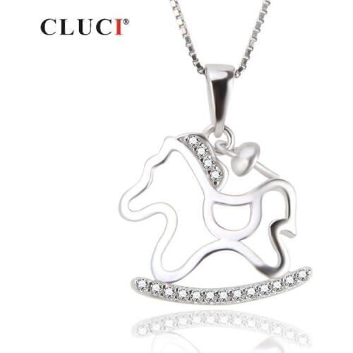 CLUCI Romantic Sterling Silver Trojan Shaped Pendant for Women Necklace 925 Silver Zircon Gift Charms Pendant Jewelry SP276SB