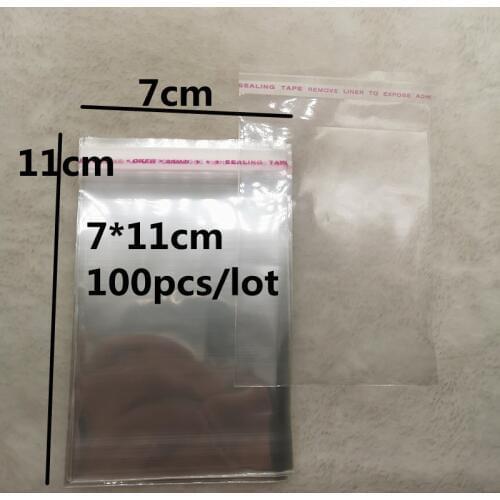 100pcs 7x11cm Resealable Poly Bag Transparent Opp Plastic Bags Self Adhesive Seal Jewellery Making Bag