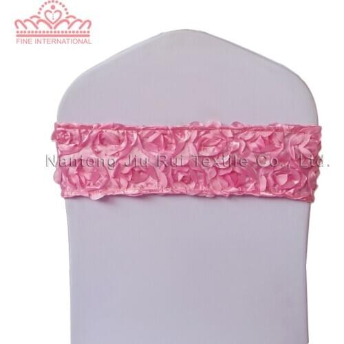 100 pcs Free Shipping Rosette Spandex Chair Band for Wedding Decor