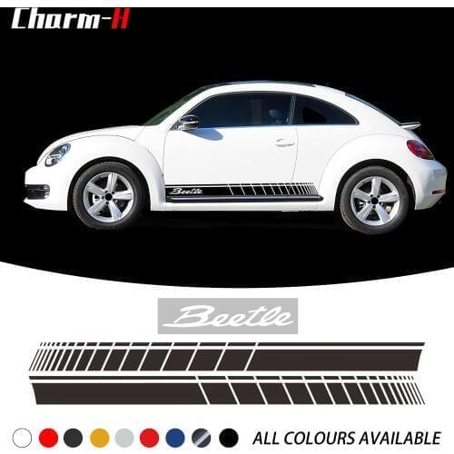 2pieces Racing Stripes Side Decal Skirt Sill Door Sticker Car Styling for vw beetle volkswagen beetle accessories
