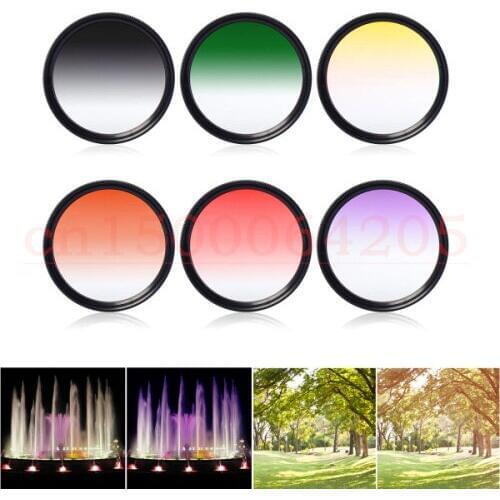 46mm Graduated Filter Gradual Red Blue Purple Orange Pink Green Yellow UV Lens Filter Screw Mount For 43mm lens filter