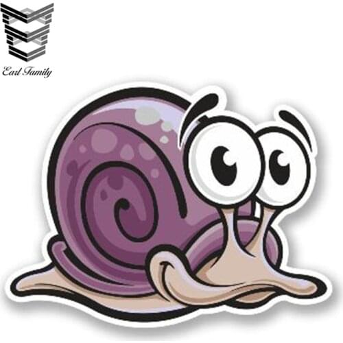 EARLFAMILY 13cm x 11cm Car Sticker Cute Snail Vinyl Stickers Cartoon Animal Decal Laptop Travel Luggage Waterproof Accessories