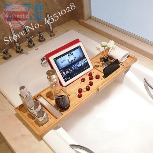 Bamboo Bathtub Tray wood Bath Tray Wooden Bath Racks Bathroom Storage Tray Wood Bath Tub Tray book Shelf Organizer