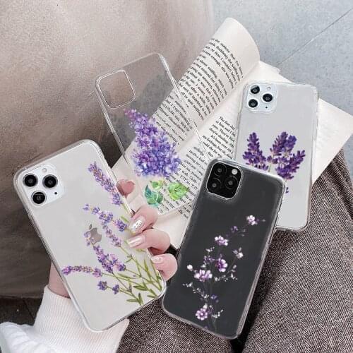 For Samsung Galaxy Note 20 10 A41 A51 A42 A30 A20S Pro S10 Lite 2020 9 8 S20 Ultra A9 A8 A6 J6 Plus 2018 Lavender Flower Cases