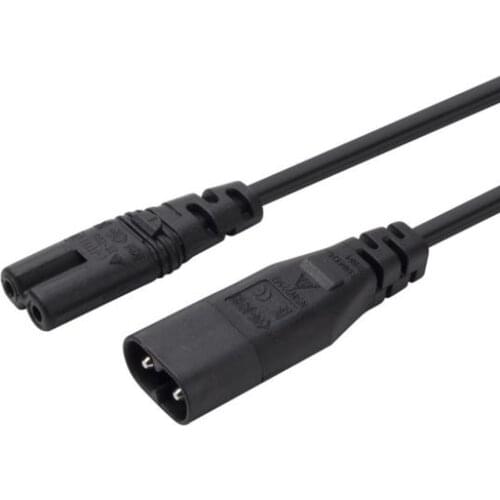 Black 2.5A 250V 0.3M 1.8M 5.0M PVC Copper IEC320 C8 to C7 extension power cord camera shaver charging cable