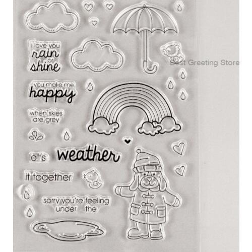 Rainy day stamps for card making daily planner journal stamps scrapbook embellishment