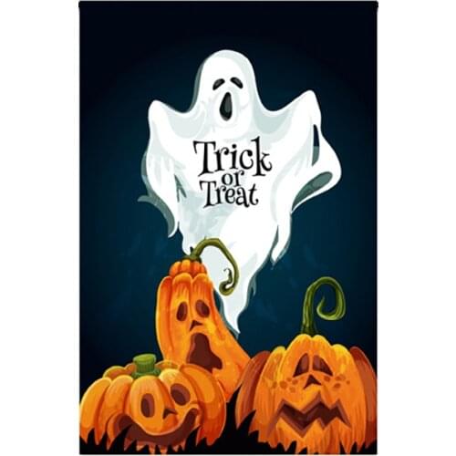 Halloween Double-sided Waterproof Garden Flag Linen Ghost Pumpkin Castle Printing Outdoor Banner For Halloween Party Decoration