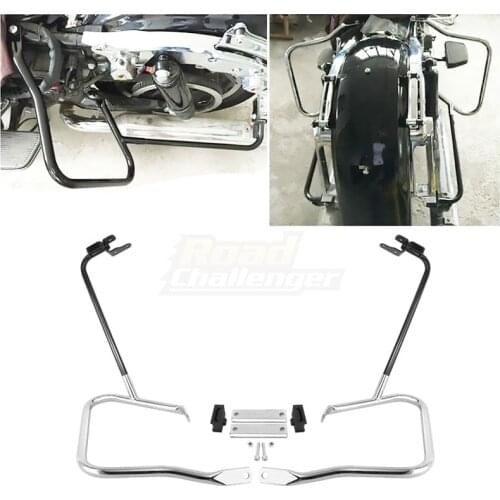 Chrome Black Motorcycle Saddle Bag Saddlebag Bracket Guard Crash Bars Support Bar For Harley Touring Road King Glide 2014-2020