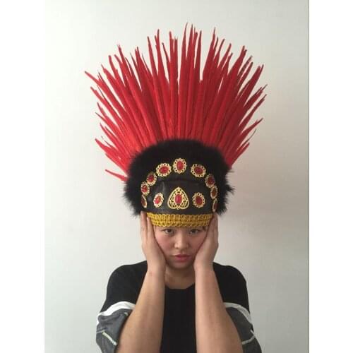 Carnival feather headwear for girls party dancing performance female clothes bow hair headdress dance feather headpiece costume