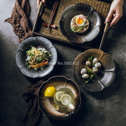 Creative Magnolia Flower Plate Ceramic Plate Simple Japanese Restaurant Plate Dish Deep Plate Kimchi Cold Vegetable Plate