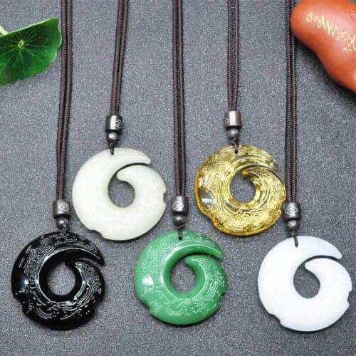 Multicolor Natural Stone Pendants Obsidian Peace Buckle Amulet Lucky For Women Men Fashion Jewelry Gift New