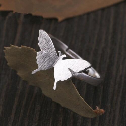 Fashion Cute Brush Butterfly Ring for Women Adjustable Animal Ring Jewelry Gift
