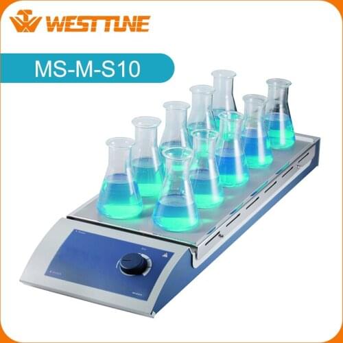 MS-M-S10 10-Channel Classic Magnetic Stirrer, stainless steel plate with silicone film, Speed Range (0 – 1100rpm)