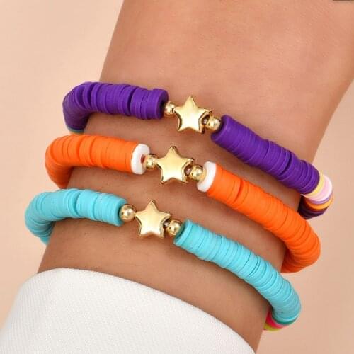 Bohemian Bracelet Set for Women Star Soft Pottery Colorful Holiday Beach Bracelet Female Boho Jewerly AM3221