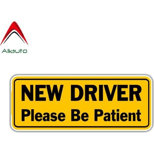 Aliauto Warning Motorcycle Car Sticker New Driver Please Be Patient Sign Accessories Personality Sunscreen Decal PVC,16cm*6cm