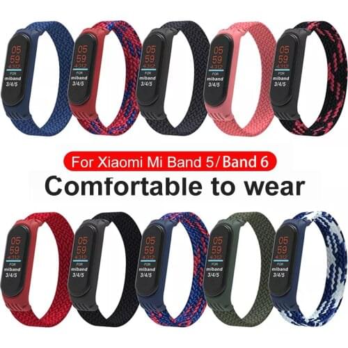Nylon weave pattern strap for xiaomi miband mi band 5 6 nfc my band5 band6 bracelet straps on xiomi xiaomy miband6 miband5 strap