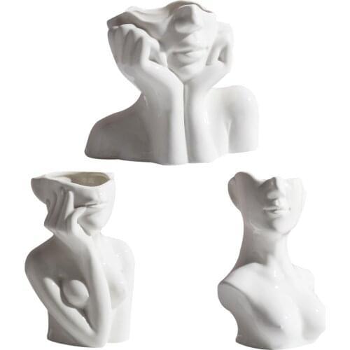 Nordic Female Body Model Ceramic Flower Vase Art Deco Vases Cabin Decor Shelf Showpiece Living Room Creative Flower Device Noble