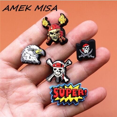 Original PVC Croc Shoe Charms Demon Skull Super Falcon Sandals Decorations Accessories for Jibz Kids Party Gifts Freeshipping