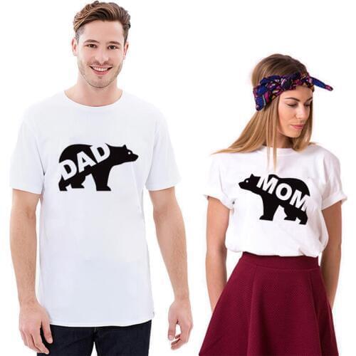Couple Tshirt Family Mom Dad Bear Matching Top Tee Parents Gift Mama Papa Bear Matching T-shirt