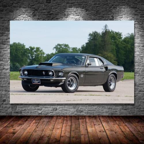 Ford Mustang Boss 429 Fastback Muscle Car Sportscar Posters Canvas Wall Art Prints for Home Room Decor