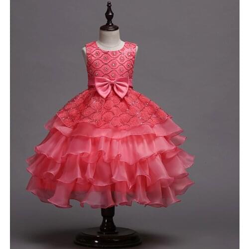 4-10 Years Flower Girls dresses for Wedding Party Baby Girls Sleeveless Big Bow Princess Dress Children Party Prom
