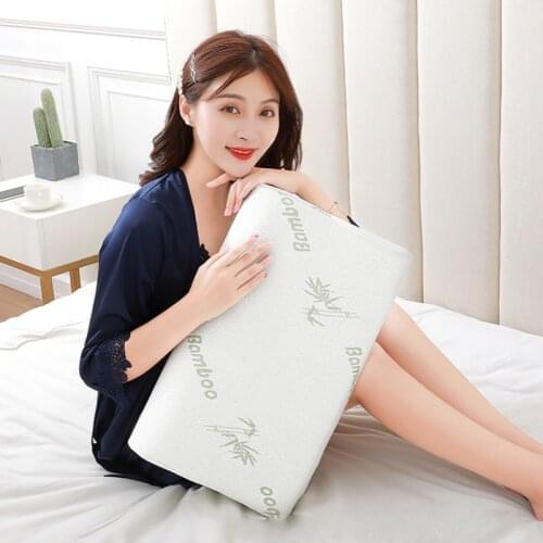 Hot sell White Bamboo Memory Foam Pillows for Neck Pain Sleeping Bed Orthopedic Pillow Relax The Cervical for Adult