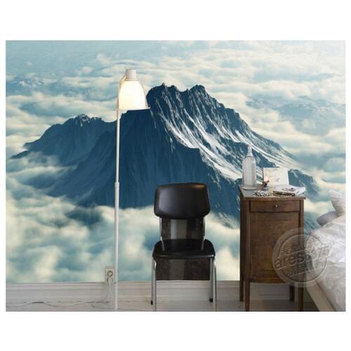 Custom photo wallpaper 3d murals wallpaper Alpine white clouds living room 3D mural background wall papers decoration