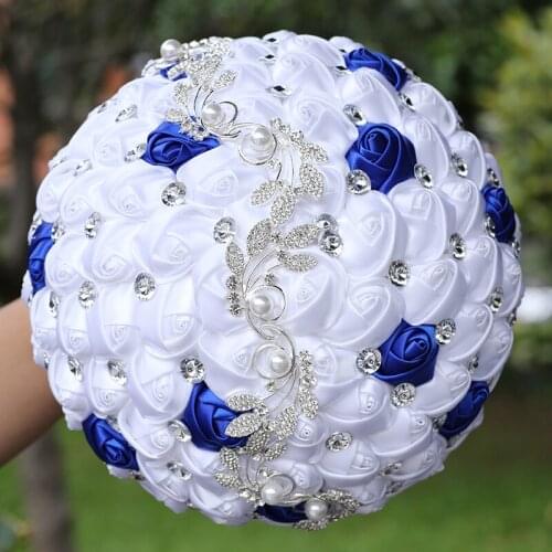 Popular Bride Bouquet Bridesmaid Holding Flowers Exquisite Rhinestone Simulation Rose Sister Group DIY Wedding Props W669