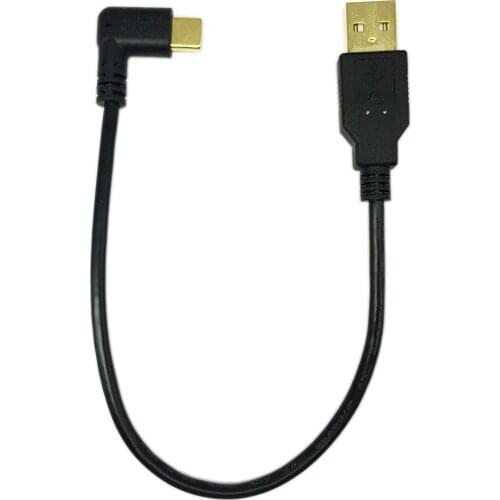 Gold Plated Angled USB C Cable Extension 90 Degree Type C to USB 2.0 Right Angle Male Converter Data Sync Charging USB-C Adapter
