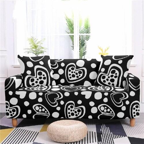 Luxury 3D Heart Love Print Sofa Cover Slipcover Stretch Sofa Covers for Living Room Elastic Couch Chair Cover 1-4-seater