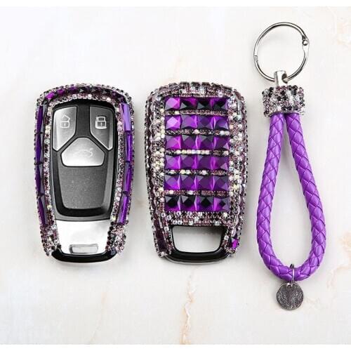Luxury Diamond Crystal Car Key Cover Case For Audi A4 B9 Q5 Q7 TT TTS 8S 2016 2017 car Smart Remote key shell Auto Accessories
