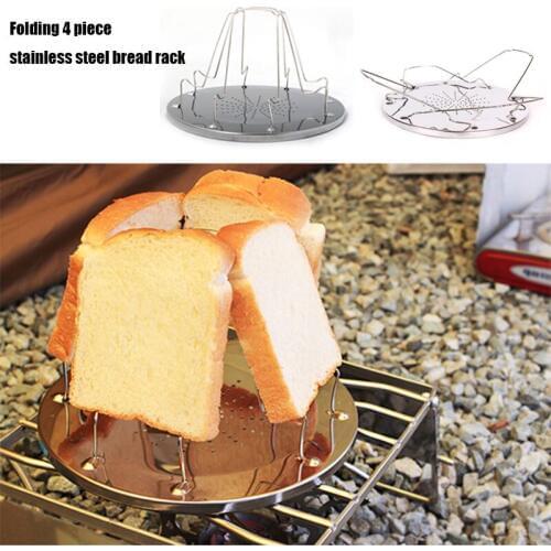 4 Slice Foldable Stove Bread Toaster Stainless Steel Cookware for Caravan Hiking Camping For Drop Shipping