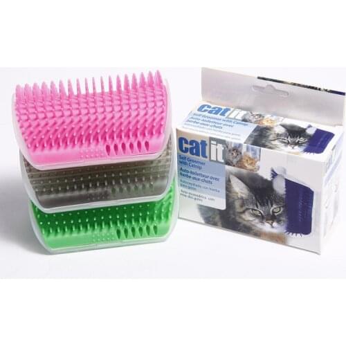 1 Pcs Cat Corner Brush For Long Hair Squeaky Face Massage Comb Comfortable Self Grooming Brush Free Hand Wall Toy For Cats