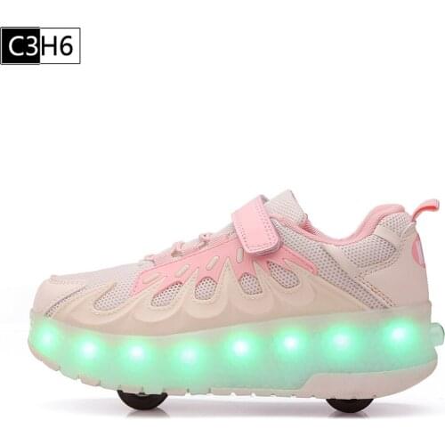 Roller Shoes LED Charging Luminous Shoes Heelys Ladies and Childrens Fashion Sports Shoes for Women Sneakers Neon Sneakers