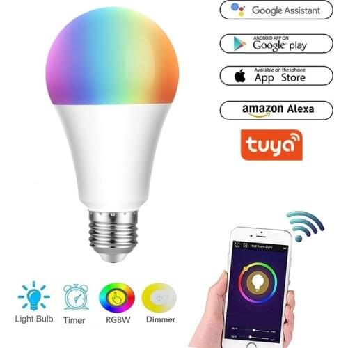 12W WiFi Smart Light Bulb E27 LED RGB Lamp Work with Alexa/Google Home 100-240V RGB+White Dimmable Timer Function Magic Bulb