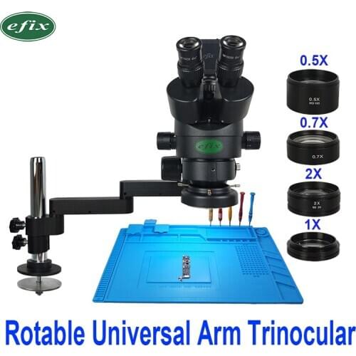3.5-90X Rotable Universal Arm Stand Trinocular Microscope HDMI VGA Digital Camera Soldering Stereo Continus Zoom Phone Repair