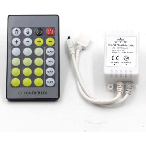 W ww LED Strip tape Light DC 12V - 24V IR remote controller for Dual Color CCT Color Temperature Adjustable & Dimmable5050 3528