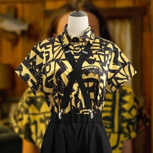 Girl Woman Stranger Things 3 Eleven Cosplay Costume EL Cosplay Shirt + Strap + Eye Mask Halloween Thanksgiving Christmas Carniva