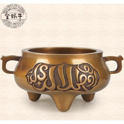 The golden snail 11 # plate ear meander zhengde furnace refined copper censer temple gifts tableware collection by hand