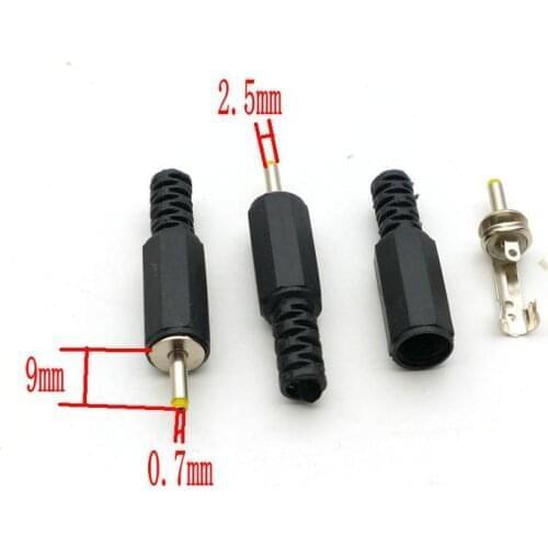 100pcs 2.5mm x 0.7mm DC Power cable Male Plug Connectors Adapter Plastic