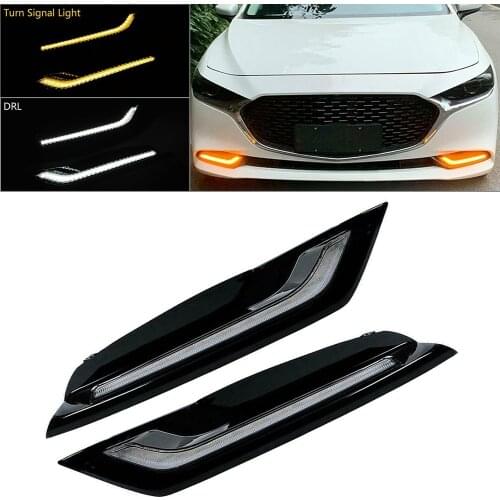 2Pcs For Mazda 3 Axela 2019 2020 Car Front Bumper LED Dynamic Turn Signal Daytime Running Light DRL Fog Lamp LH+RH