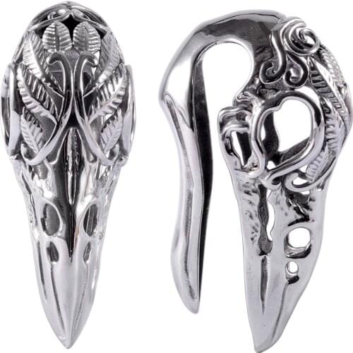 2Pcs Surgical Steel Eagle Skull Ear Weight Ear Expander Ear Gauges Ear Plug Tunnel Earrings Bird Head Lobe Body Piercing Jewelry