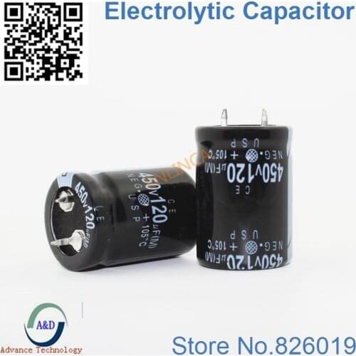 3pcs/lot 450v 120uf Radial DIP Aluminum Electrolytic Capacitors size 22*30 120uf 450v Tolerance 20