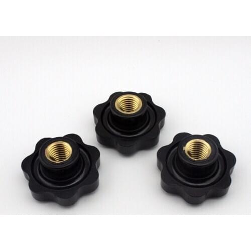 3pcs M14 Female Thread 63mm OD Star Shaped Head handle Nuts Knob Clamping Nuts Knob with through-hole